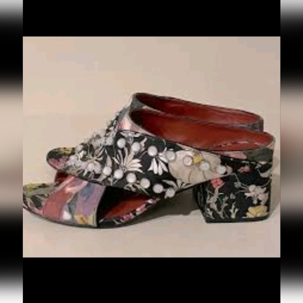 3.1 Phillip Lim RARE Floral Cube Pearl Studded Criss-cross Block Heel Sandals 38